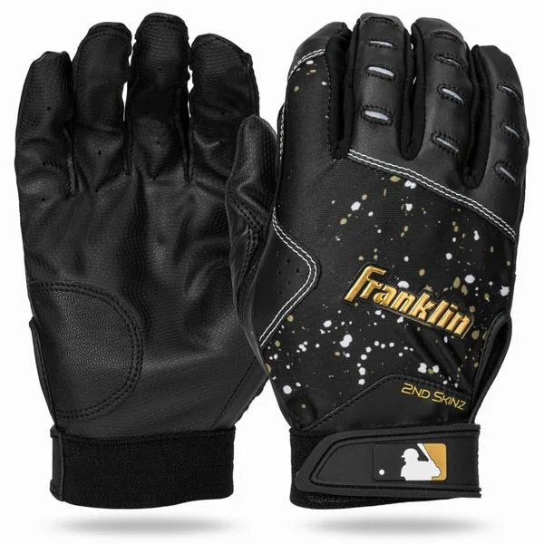 New Franklin 2nd-Skinz Batting Gloves Black/Gold Size Adult Small