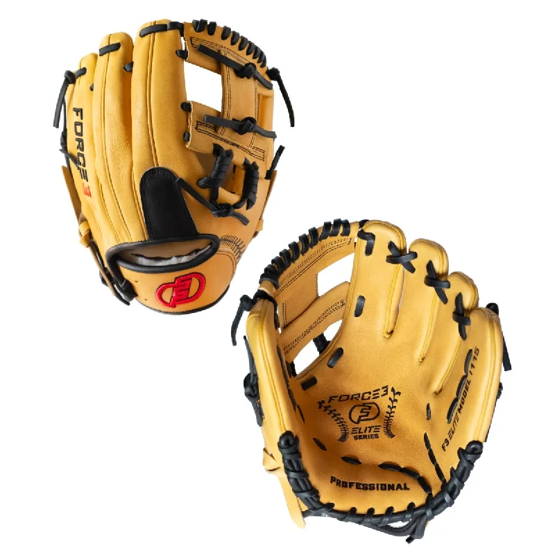 Baseball Glove With Personalized Player Numbers-FORCE3 ELITE Series I115 Infielder's Glove - Tan