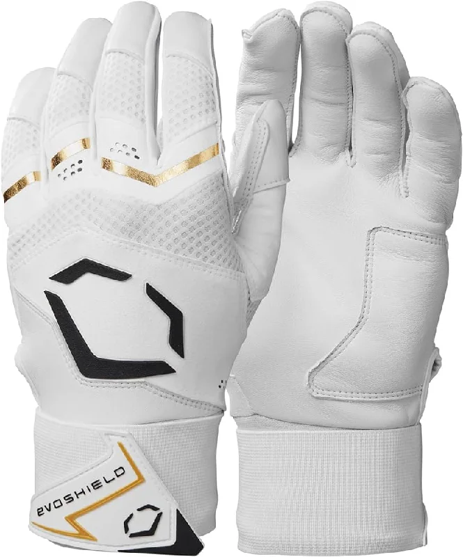 Baseball Glove With Premium Protection Features-New Evoshield Carbyne Batting Gloves w/ Wrist Strap - Team White - Adult Size XL