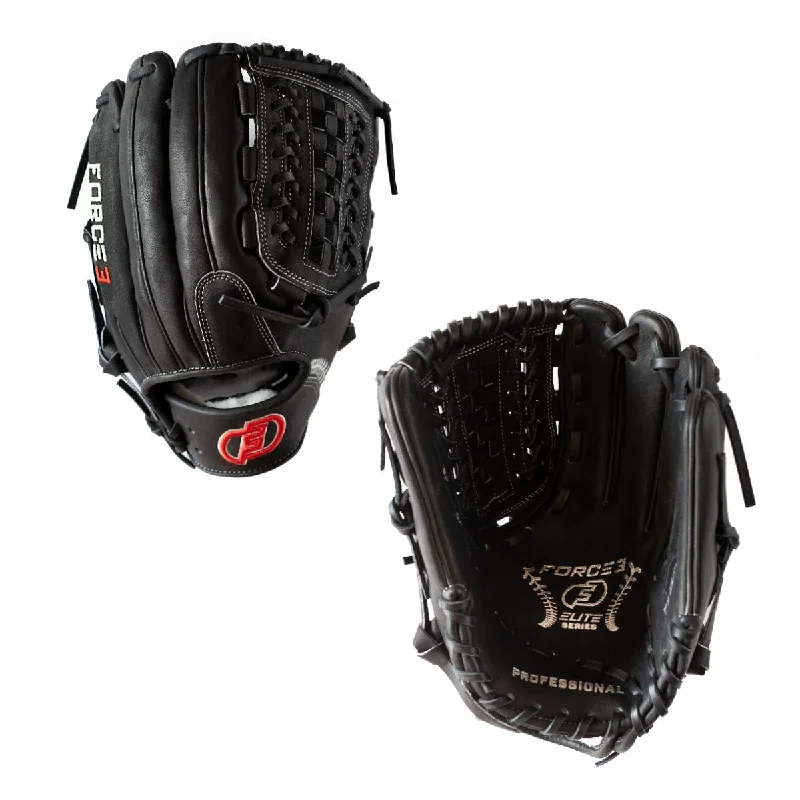 Baseball Glove For Softball Fan Gear-FORCE3 ELITE Series P12 Pitcher's Glove - Black