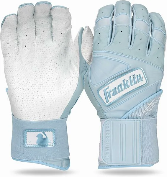 Baseball Glove For Tournament Teams-New Franklin Powerstrap Infinite Series Batting Gloves Yth Lrg - Carolina Blue