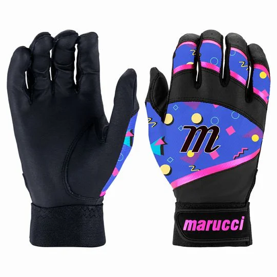 Baseball Glove With Custom Player Signature-New Marucci Foxtrot T-Ball Batting Glove Pink / Black Size Yth Medium/Large