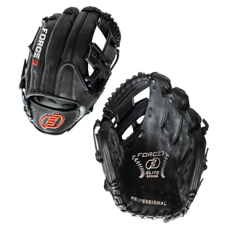 Baseball Glove For Game Day Essentials-FORCE3 ELITE Series I115 Infielder's Glove - Black