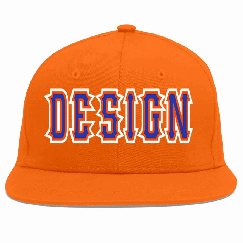 Baseball Cap For Unique Custom Orders-Custom Orange Royal-Orange Flat Eaves Sport Baseball Cap Design for Men/Women/Youth