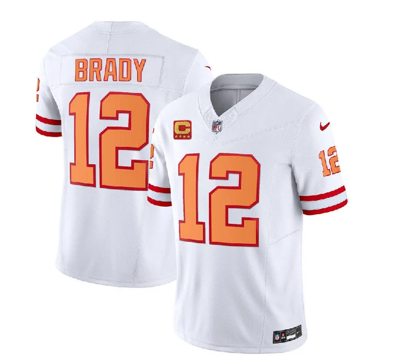 Football Jersey For Fan Gear Fundraising-Men's Tampa Bay Buccaneers #12 Tom Brady 2023 F.U.S.E. White With 4-Star C Patch Throwback Limited Football Stitched Jersey