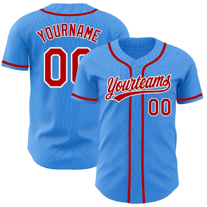 Baseball Jersey For Special Occasion Custom Orders-Custom Electric Blue Red-White Authentic Baseball Jersey