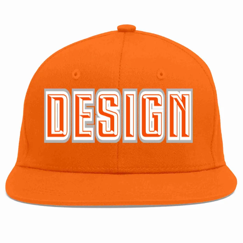 Baseball Cap For Exclusive Fan Gear-Custom Orange Orange-White Flat Eaves Sport Baseball Cap Design for Men/Women/Youth