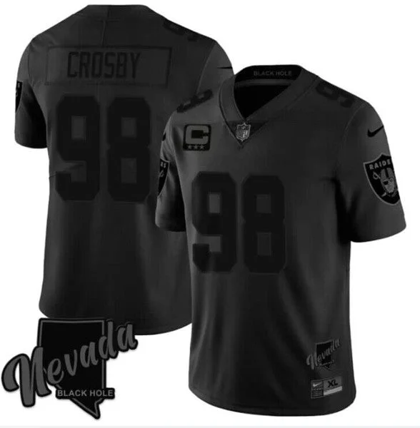 Football Jersey For Special Events-Men's Las Vegas Raiders #98 Maxx Crosby Balck 3-Star C patch Vapor Untouchable Football Stitched Jersey