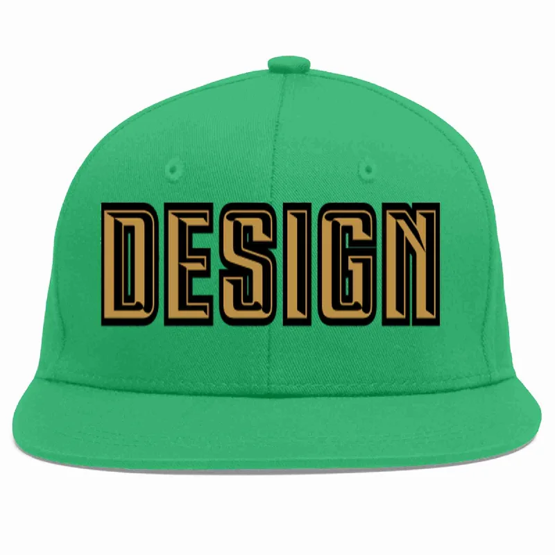 Baseball Cap For Custom School Gear-Custom Teal Old Gold-Black Flat Eaves Sport Baseball Cap