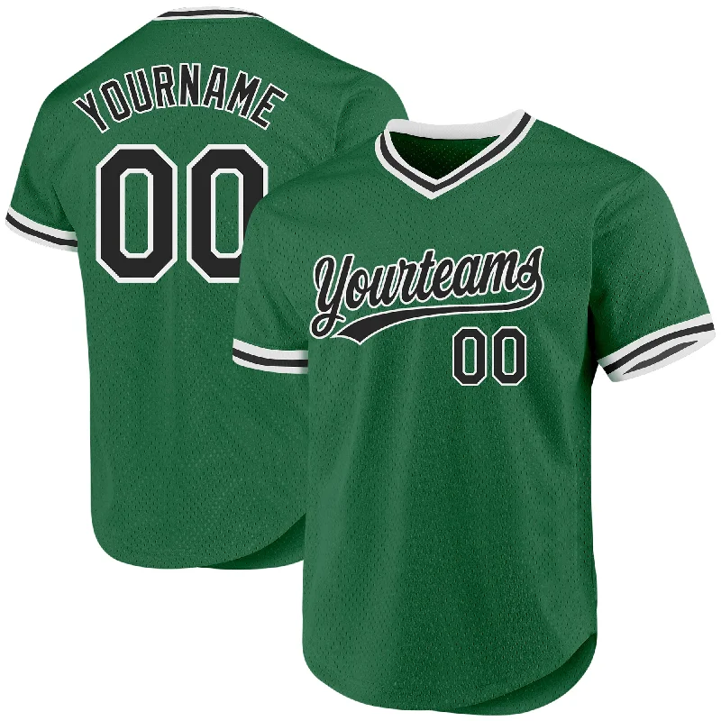 Baseball Jersey For Special Team Gifts-Custom Kelly Green Black-White Authentic Throwback Baseball Jersey