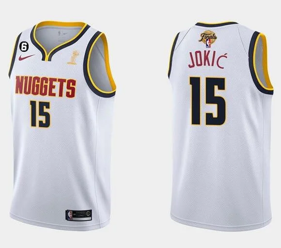 Basketball Jersey For Custom Team Player Recognition-Nuggets 15 Nikola Jokic White 2023 Finals Champions NO.6 Swingman Basketball Jersey