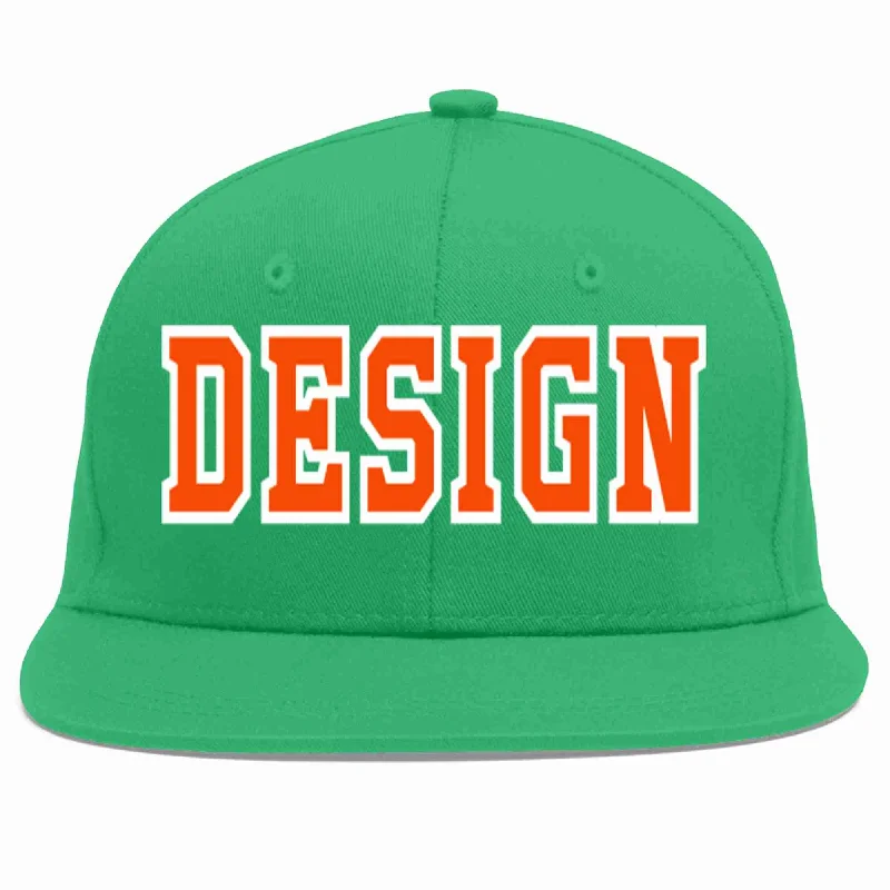 Baseball Cap For Youth League Merchandise-Custom Teal Orange-White Flat Eaves Sport Baseball Cap