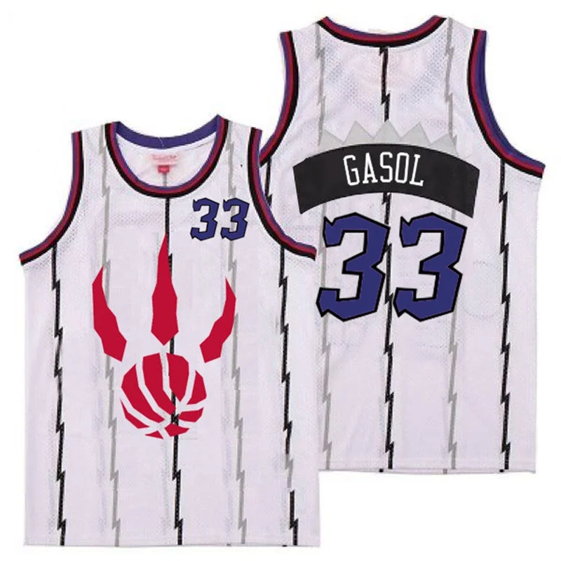 Basketball Jersey For Promotional Sales-Raptors 33 Marc Gasol White Throwback Basketball Jerseys