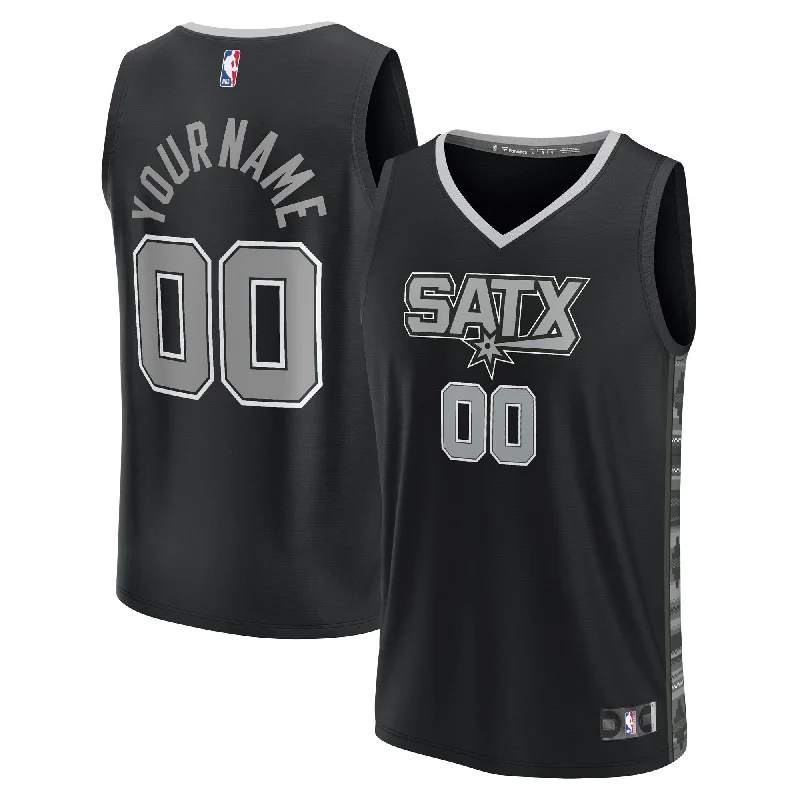 Basketball Jersey For Promotional Team Events-San Antonio Spurs Branded Fast Break Custom Basketball Jersey - Black - Statement Edition