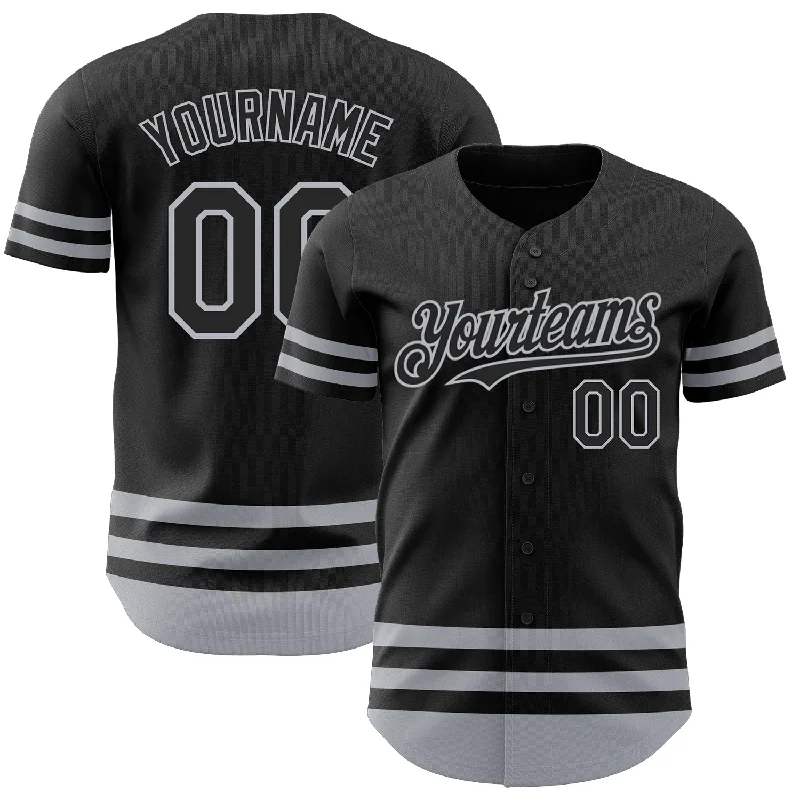 Baseball Jersey For College Fans-Custom Black Gray Line Authentic Baseball Jersey