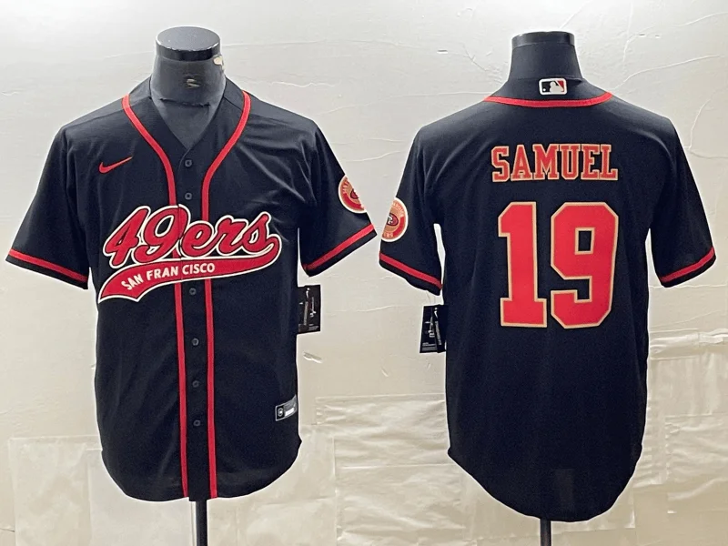 Baseball Jersey For Professional Fan Apparel-Men's San Francisco 49ers #19 Deebo Samuel Black Red With Patch Cool Base Stitched Baseball Jersey