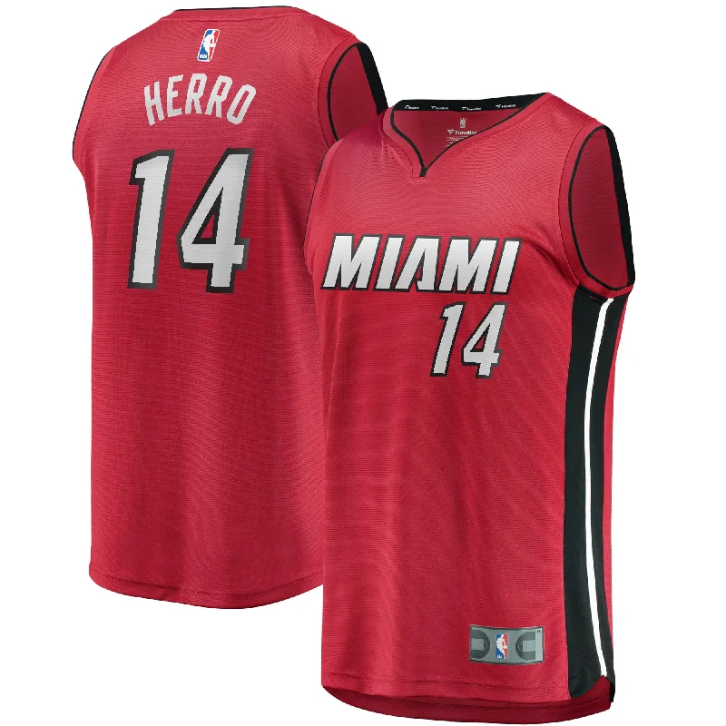 Basketball Jersey For Alumni Merchandise-Tyler Herro Miami Heat Branded Fast Break Basketball Jersey - Statement Edition - Red