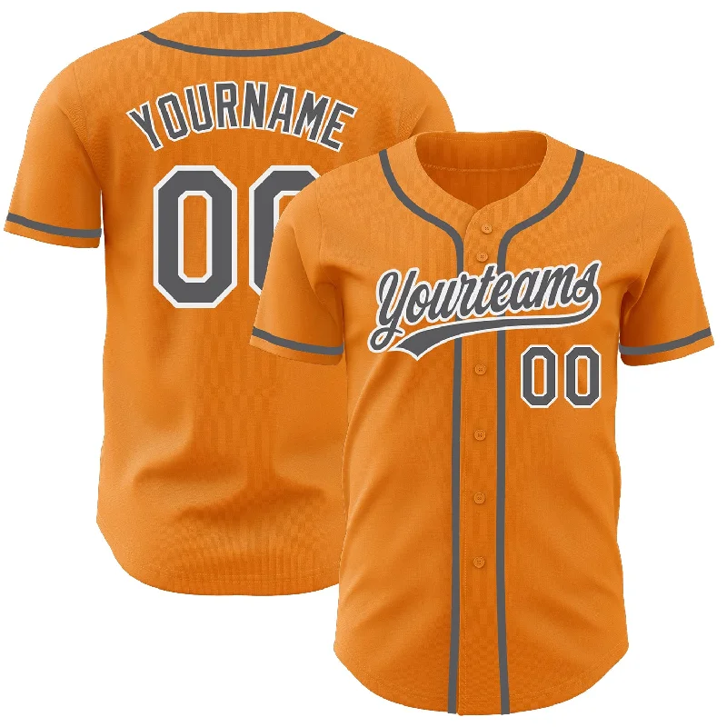 Baseball Jersey For Official Sports Events-Custom Bay Orange Steel Gray-White Authentic Baseball Jersey