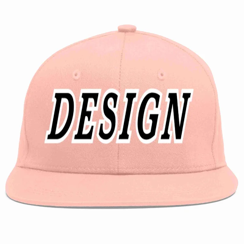 Baseball Cap For Customized Gifts-Custom Pink Black-White Flat Eaves Sport Baseball Cap Design for Men/Women/Youth