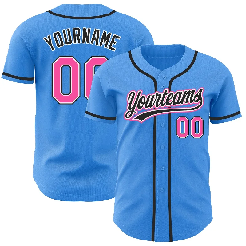 Baseball Jersey For Exclusive Custom Fan Gear-Custom Electric Blue Pink-Black Authentic Baseball Jersey