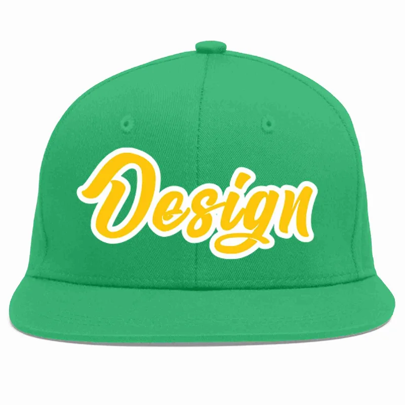 Baseball Cap For Sale-Custom Teal Gold-White Flat Eaves Sport Baseball Cap