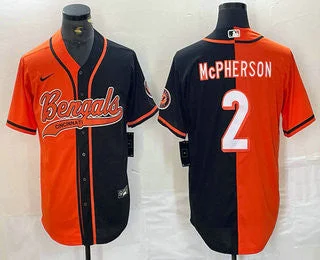 Baseball Jersey For Game Day Supporter Gear-Men's Cincinnati Bengals #2 Evan McPherson Orange Black Two Tone Cool Base Stitched Baseball Jersey