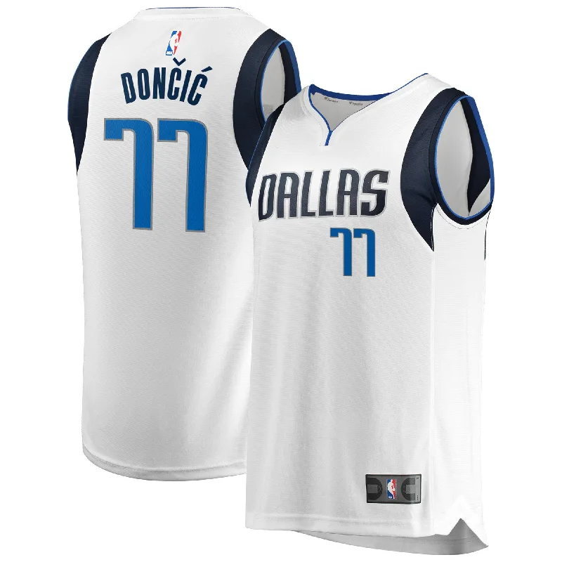 Basketball Jersey With Custom Color Options-Luka Doncic Dallas Mavericks Branded Fast Break Men's Basketball Jersey - Association Edition - White