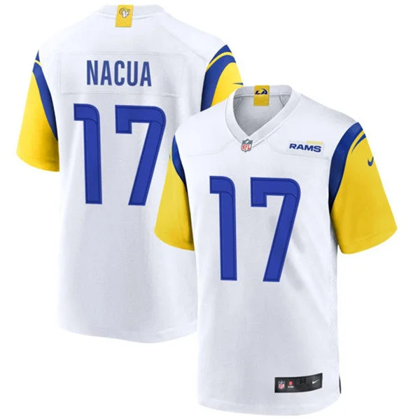 Football Jersey For Custom School Spirit Gear-Men's Los Angeles Rams #17 Puka Nacua White Football Stitched Game Jersey