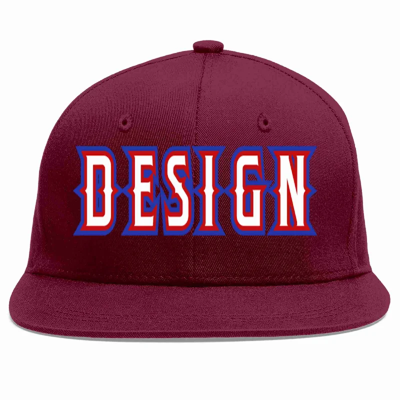 Baseball Cap With Custom Graphics And Logo-Custom Crimson White-Red Flat Eaves Sport Baseball Cap Design for Men/Women/Youth