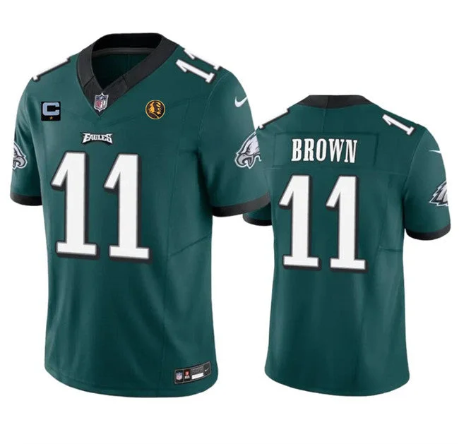 Football Jersey For Personalized Custom Team Orders-Men's Philadelphia Eagles #11 A. J. Brown Green 2023 F.U.S.E. With 1-star C Patch And John Madden Patch Vapor Limited Football Stitched Jersey