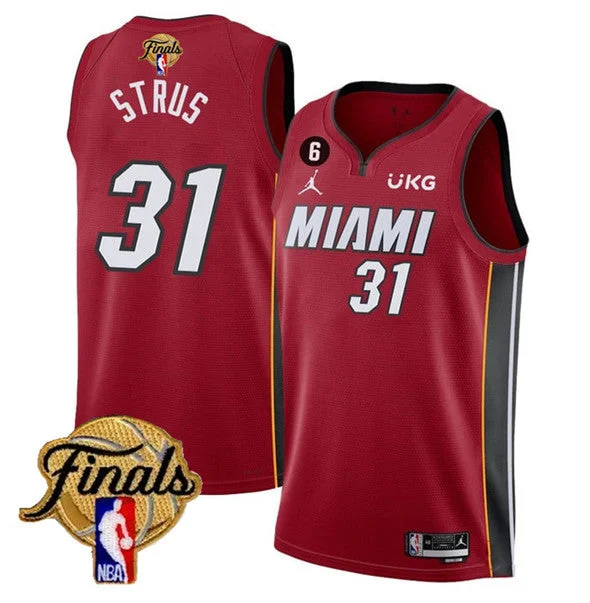 Basketball Jersey For Custom Orders-Heat 31 Max Strus Red 2023 Finals NO.6 Patch Swingman Basketball Jersey