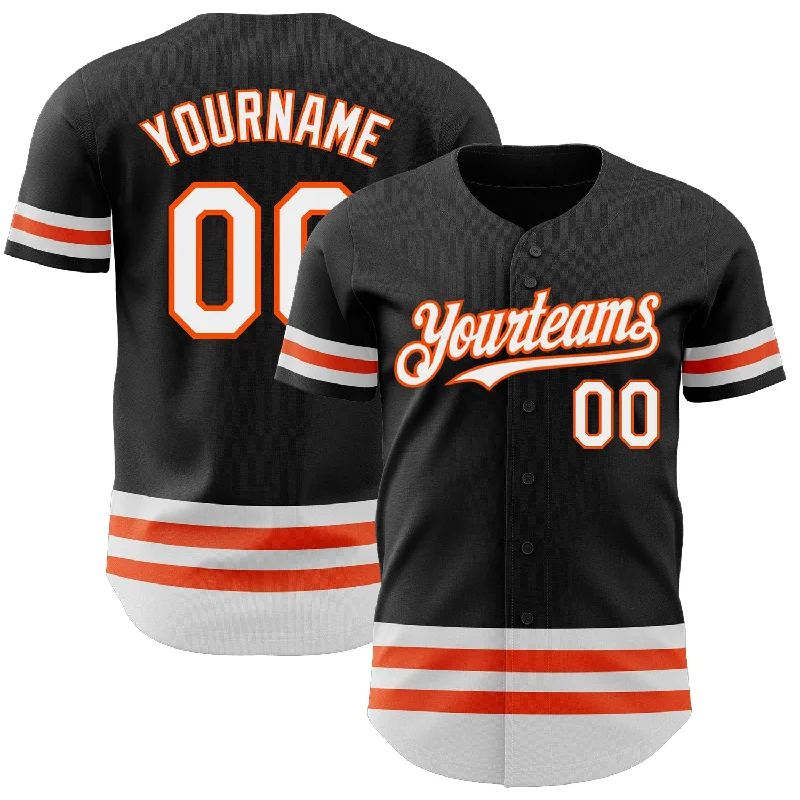 Baseball Jersey For Team Recognition-Custom Black White-Orange Line Authentic Baseball Jersey