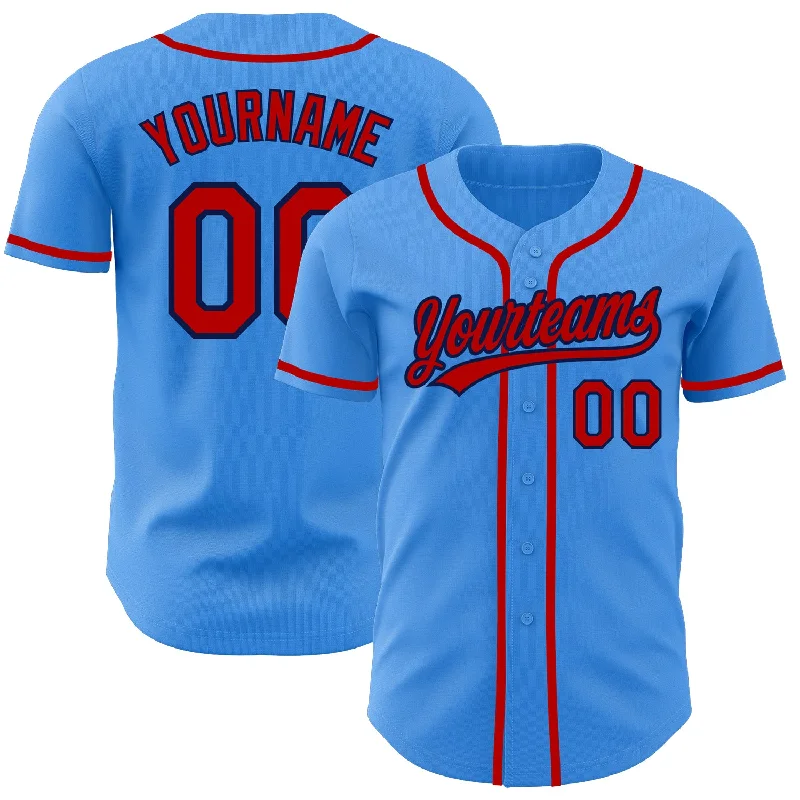 Baseball Jersey For Official League Merchandise-Custom Electric Blue Red-Navy Authentic Baseball Jersey