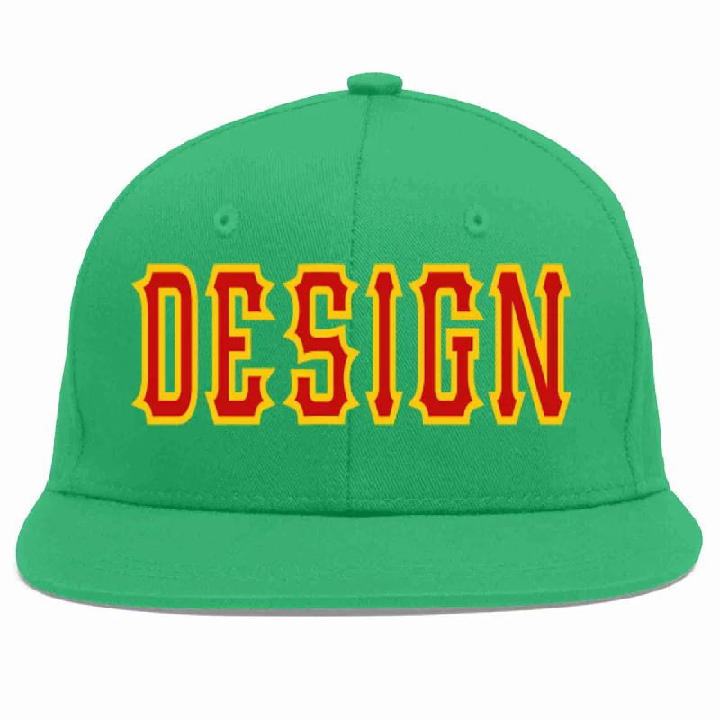 Baseball Cap For Custom Orders And Gifts-Custom Teal Red-Yellow Flat Eaves Sport Baseball Cap