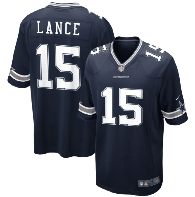 Football Jersey For Special Fan Custom Orders-Men's Dallas Cowboys #15 Trey Lance Navy Stitched Football Game Jersey