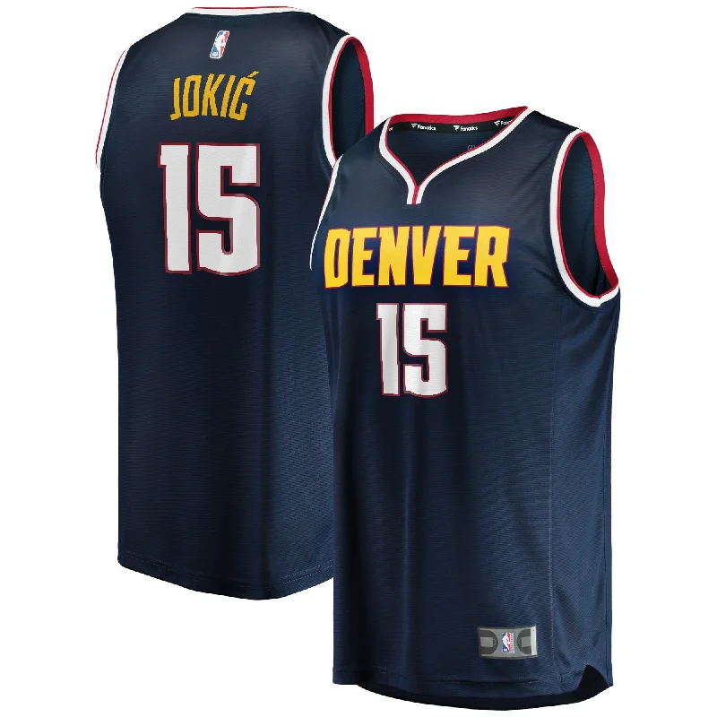 Basketball Jersey For Tournament Teams-Nikola Jokic Denver Nuggets Branded Big & Tall Fast Break Player Basketball Jersey - Navy - Icon Edition