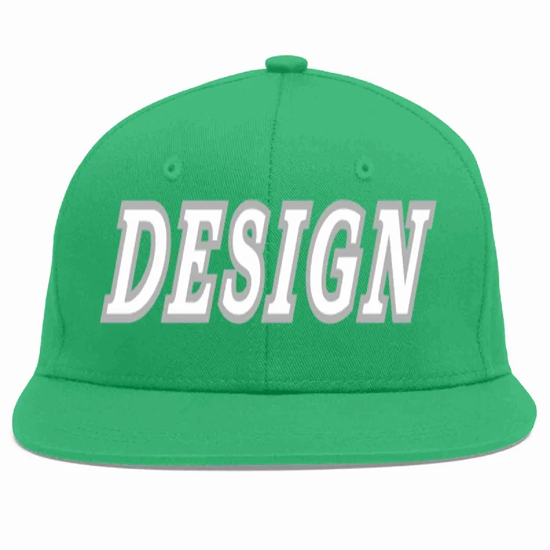 Baseball Cap For All Ages-Custom Teal White-Gray Flat Eaves Sport Baseball Cap