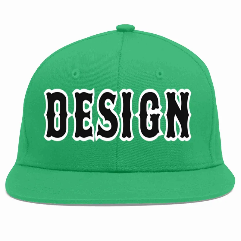 Baseball Cap For Custom League Orders-Custom Teal Black-White Flat Eaves Sport Baseball Cap