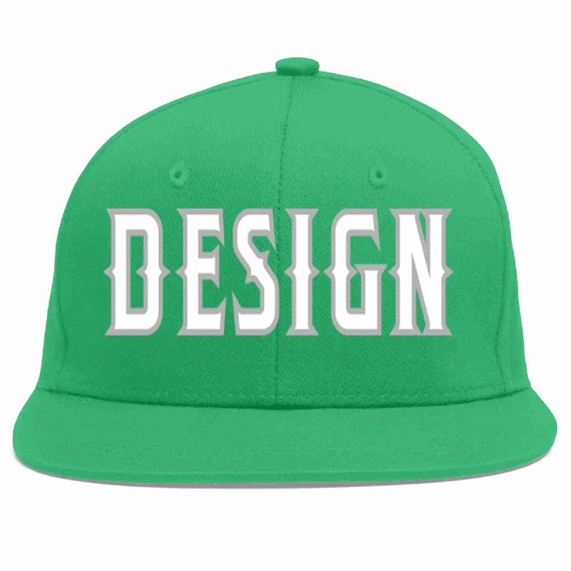 Baseball Cap For Group Fan Orders-Custom Teal White-Gray Flat Eaves Sport Baseball Cap