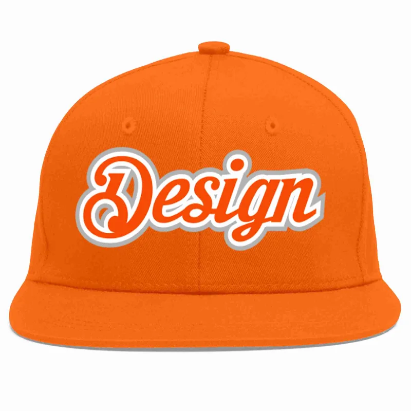 Baseball Cap For Special Event Customization-Custom Orange Orange-White Flat Eaves Sport Baseball Cap Design for Men/Women/Youth