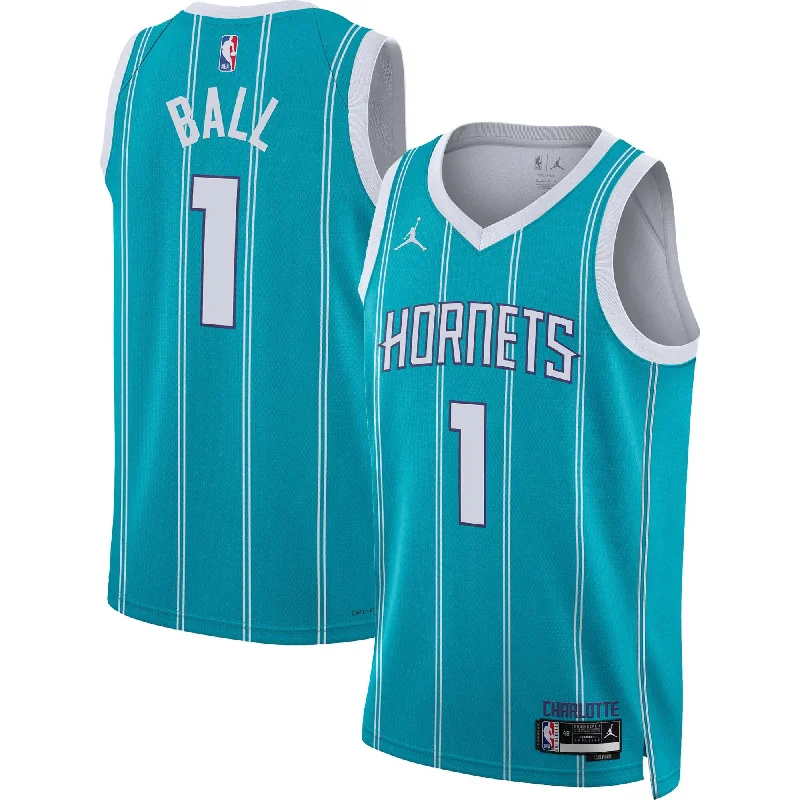 Basketball Jersey For Sports Apparel-Lamelo Ball Charlotte Hornets Jordan Brand Unisex Swingman Basketball Jersey - Icon Edition - Teal