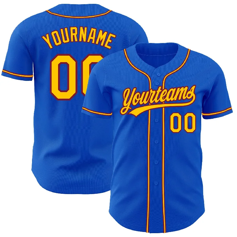 Baseball Jersey For Special Edition Fan Gear-Custom Thunder Blue Yellow-Crimson Authentic Baseball Jersey