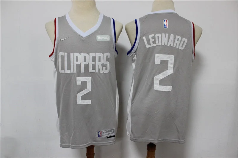 Basketball Jersey For Sports Fans-Clippers 2 Kawhi Leonard Gray 2021 Earned Edition Swingman Basketball Jersey