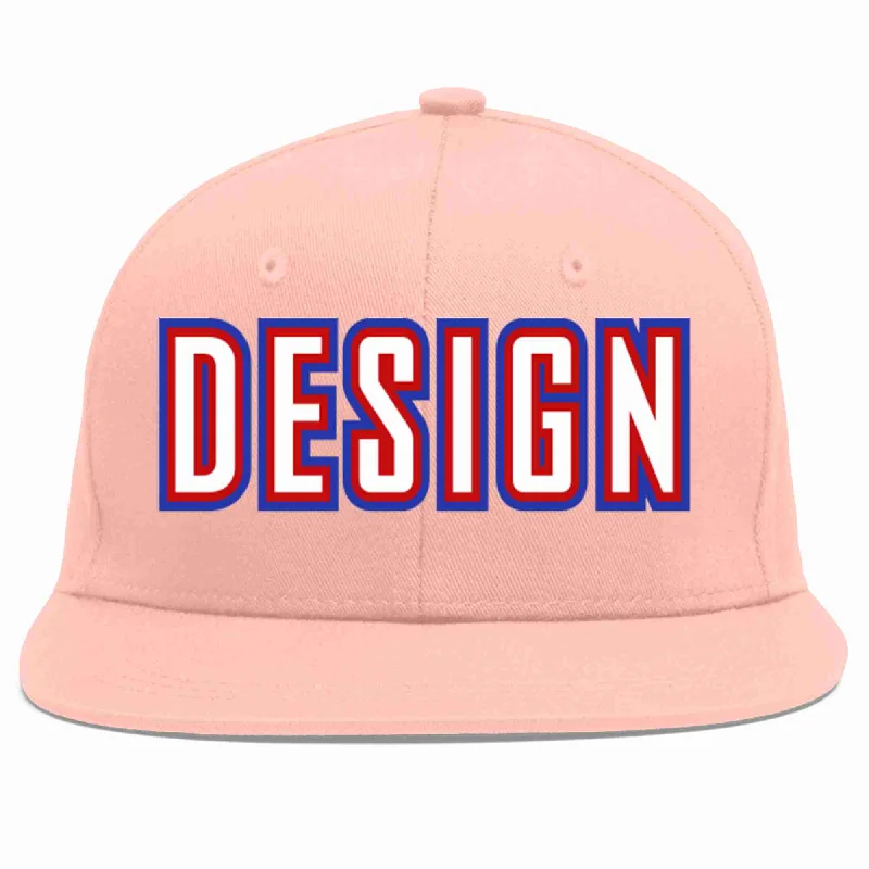 Baseball Cap With Embroidered Team Names-Custom Pink White-Red Flat Eaves Sport Baseball Cap Design for Men/Women/Youth