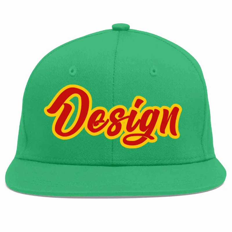 Baseball Cap For Custom Baseball Fan Apparel-Custom Teal Red-Yellow Flat Eaves Sport Baseball Cap