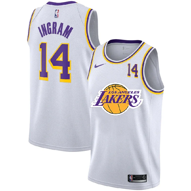 Basketball Jersey With Custom Embroidery-Lakers 14 Brandon Ingram White City Edition Number Swingman Basketball Jersey