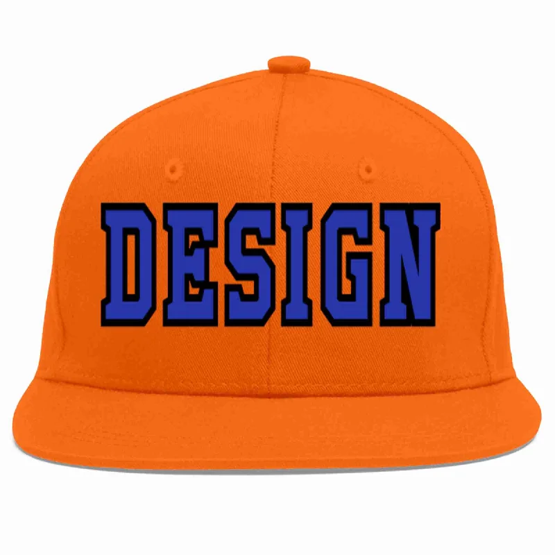 Baseball Cap With Custom Logo Embroidery-Custom Orange Royal-Black Flat Eaves Sport Baseball Cap Design for Men/Women/Youth