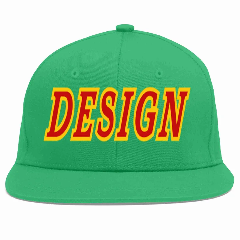 Baseball Cap For Team Supporter Gear-Custom Teal Red-Yellow Flat Eaves Sport Baseball Cap