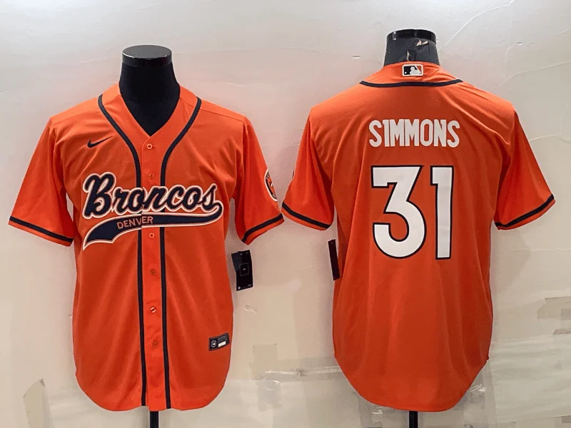 Baseball Jersey For College Sports Merchandise-Men's Denver Broncos #31 Justin Simmons Orange Stitched Cool Base Baseball Jersey