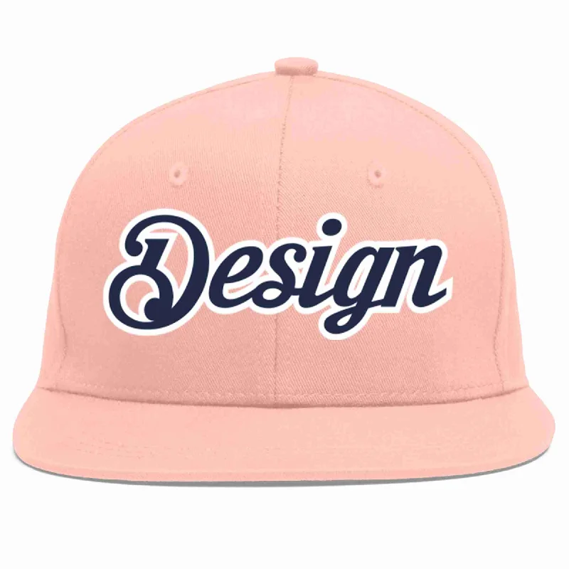 Baseball Cap With Custom Logo-Custom Pink Navy-White Flat Eaves Sport Baseball Cap Design for Men/Women/Youth